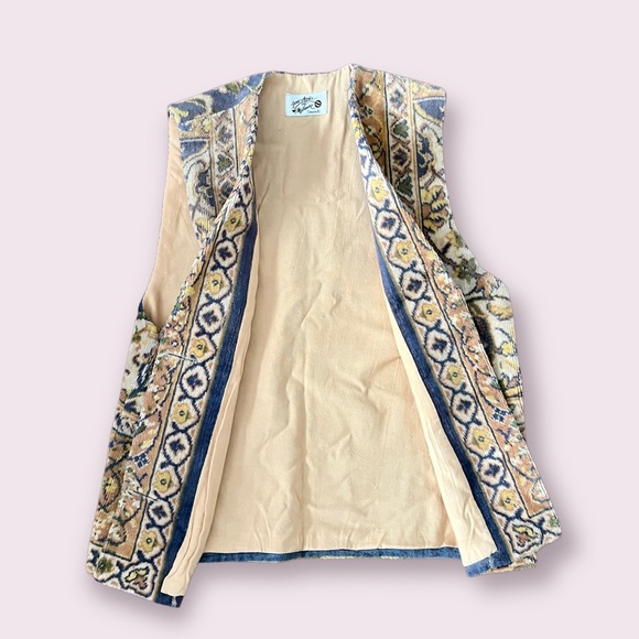 Love Apples by Stephanie Vintage 90s Tapestry Trend Vest Classic Western - Picture 5 of 6